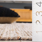 SAFAVIEH Area Rug 8x10 - Cape Cod Collection - Large - Ivory & Beige, Handmade Denim & Jute, Ideal for Living Room, Bedroom, Office, Dining Space (CAP153A)