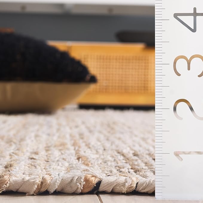 SAFAVIEH Cape Cod Collection Runner Rug - 2'3" x 8', Ivory & Beige, Handmade Jute & Denim, Ideal for Living Room, Hallway, Foyer, Bedroom (CAP153A-28)