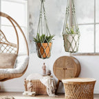 Artilady Macrame Hanging Planter for Indoor Plants, Boho Woven Plant Hanger Large Hanging Flower Pot Holders Outdoor Baskets Storage No Tassels Sage Green Wall Decor (Sage Green-2pcs)