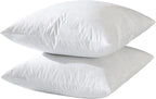 14x14 Decorative Throw Pillow Inserts-Down Feather Pillow Inserts-Square-Cotton Fabric-Set of 2-White.