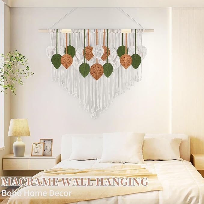 lokeisna Macrame Wall Hanging Tapestry, Room Decor Wall Art, Boho Wall Decor Tapestry for Bedroom above Bed Wall Decor Living Room, Macrame Wall Fashional Gift, 39" x 26" Red Green