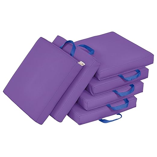 ECR4Kids SoftZone Square Floor Cushions with Handle, Flexible Seating, Purple, 6-Piece