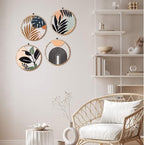 Qunclay 4 Pcs Boho Wall Art Bohemian Wooden Round Circle Wall Decor Hollow out Hanging Farmhouse Aesthetic for Bedroom Living Room Bathroom Bedroom Bathroom Patio Apartment Gift 10 Inch(Elegant)