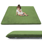 1.3" Thick Baby Play Mat for Floor, 79x79 Playpen Mat, Pro Soft Flannel Foam Mats Toddler Infant Kids Crawling for Nursery Rug Playroom Living Room Waterproof Easy Care Non-Slip (Olive)