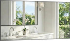 55"x30" Black Bathroom Mirror for Vanity, Matte Black Metal Framed Large Wall Mirror, Oversized Horizontal/Vertical Rectangular Mirror Over Sink, Modern Farmhouse Decor