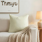 Thmyo 4-Pack 100% Cotton Comfortable Solid Decorative Throw Pillow Case Square Cushion Cover Pillowcase Sublimation Blank Pillow Covers DIY Throw Pillowcase for Sofa Bedroom(16x16 inch/ 40x40cm,Beige)