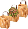 Yinkin 3 Pack 6 Inch Small Wall Hanging Basket Woven Wood Storage Basket Hanging Rope Organizer Flower Plants Vegetable Wall Decoration for Porch Living Room Bedroom Home(Brown)