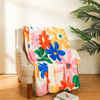 Frienda Vintage Flower Blanket Boho Colorful Throw Blanket Hippie Soft Blanket Preppy Decor Aesthetic Floral Flannel Throw Blanket for Sofa Couch Bed Chair or Dorm Supplies 50" x 60"
