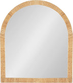 Kate and Laurel Rahfy Boho Arch Rattan Wall Mirror; 28 x 32; Natural Wood; Decorative Wooden Mirror with Authentic Rattan Frame for Bathroom Vanity Mirror