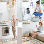 Flower Rugs for Kitchen Floor, 2PCS Anti Fatigue Mats for Kitchen Floor Rubber Non Slip, Washable Cushioned Carpet Rug for Sink Laundry Gifts for Christmas 15.7"×27.5" +15.7"×47" 3.5mm Colorful