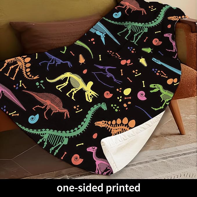 Throw Blanket for Couch, 300GSM Warm Soft Cozy Flannel Blanket, Cute Blanket for All Seasons Bedroom Home Decor Gifts, Colorful Dinosaurs 50x60 Inches