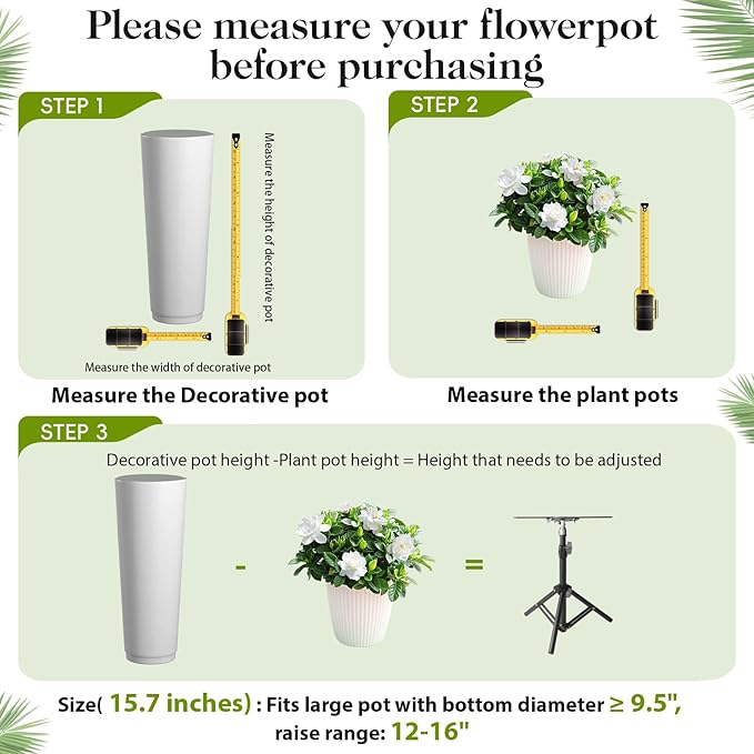 AZEAM Adjustable Plant Risers for Inside Pots, 2 PCS Planter Inserts Fillers 12"- 16" Raise for Large Flower Pots, Height Planter Lifter Stand with 4"-12" Top Support for Outdoor Indoor Plants