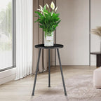 Black Tall Plant Stand Indoor Set of 2, Mid Century Wood Plant Table for Flower Pots, Metal Plant Holder, Modern Home Decor Small Round Side End Table (11.8"x20")