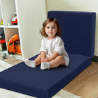 MeMoreCool Foldable Floor Mattress for Kids, Trifold Nap Mat for Toddlers, Portable Daycare Sleeping Futon or Floor Bed, Navy, 57x22 Inch