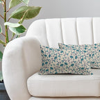 Navy Blue Teal Floral Pillow Covers 12x20 Set of 2 Vintage Rustic Old Style Cute Small Flower Print Rectangle Decorative Outdoor Pillowcases Farmhouse Throw Cushion Case Decor for Couch Sofa Bed