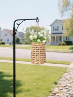 Woven Wall Hanging Basket, Handwoven Gourd Grass Wicker Wall Basket for Hanging Wall Basket & Door Basket, Boho Rustic Farmhouse Wall Decor, Decorative Tabletop Seagrass Basket