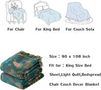 King Throw Blanket for Bed 100% Cotton Boho Soft Rustic Quilt Birds and Floral Double Embroidery Breathable Spring Bed Blanket,90"x108" All Season Blankets for Bedding Couch Room Decor
