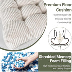 Meditation Floor Pillow Set of 2,Memory Foam Meditation Cushion for Adults Sitting, Large Square Thickened Seat Cushions for Yoga, Tatami Living Room (1, Beige)