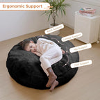 MAXYOYO 3 in 1 Kids Bean Bag Chair Bed, Child Floor Sofa for Gaming, Reading, Faux Fur Floor Mattress with High-Density Foam Filling for Living Room Bedroom