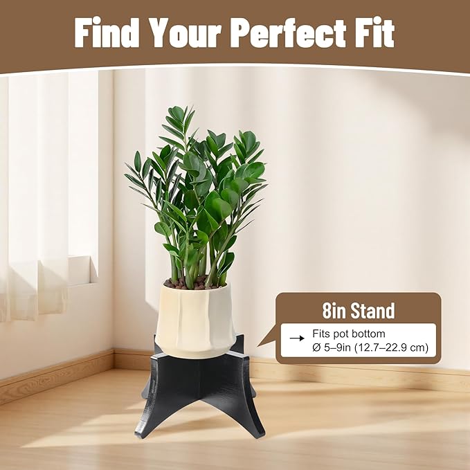 PEKER Plant Stand Indoor, Solid Wood Plant Holder for 5–9 Inch Pots, Low Planter Stand & Plant Riser for Indoor Plants, Stable Pot Stand for Home Decor, Single Wooden Plant Holder