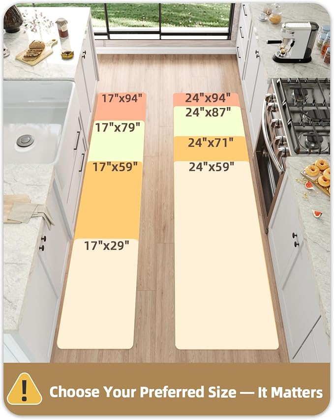 Color&Geometry Anti Fatigue Cushion Kitchen Mat for Floor -24"x94",Wide,Easy Clean, Water & Oil Proof, Anti Slip, Foam Rubber Runner Rug for Front Sink Comfort Standing,Grey