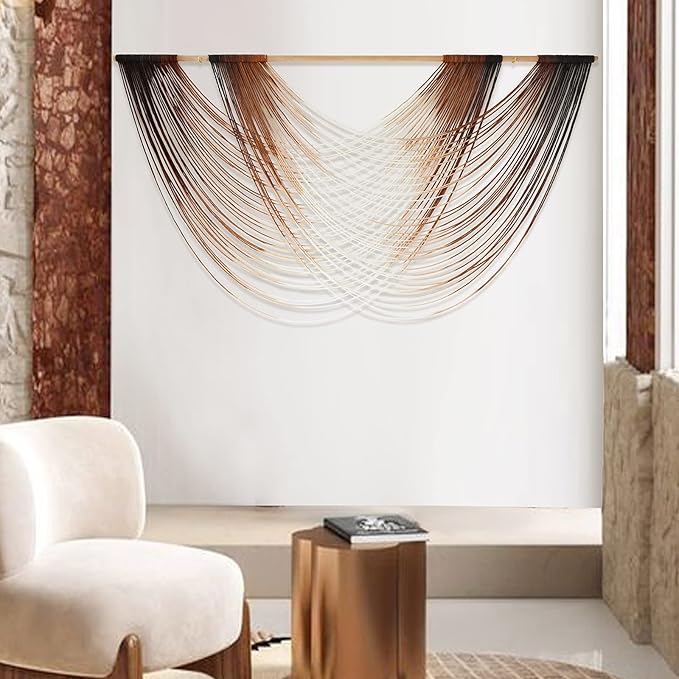 Jakalin Macrame Wall Hanging Dip Dyed Large Fiber Wall Art Macrame Wall Decor Boho Bedroom Living Room Wall Decor,59" W x 35" L