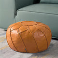 Louis Donné Unstuffed Moroccan Ottoman Pouf Cover, Handmade Faux Leather Pouf Cover with Storage, Boho Chic HomeDecor BeanBag Chair Footstool Rest for Living Seating Floor Cushion ONLYCover(Orange)