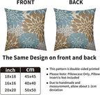 Light Brown Blue Pillow Covers 20X20 Inch Set of 2, Spring Summer Floral Dahlia Flower Cream Decorative Throw Pillow Covers Outdoor Modern Farmhouse Cushion Case for Home Couch Sofa Bed Decor