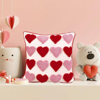 Whaline 2 Pcs Valentine's Day Tufted Throw Pillow Covers Pillow Case 18 x 18 Inch Embroidery Red Pink Heart Cushion Case for Wedding Anniversary Bedroom Sofa Couch Bed Holiday Festival Home Decor