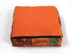 Mam Treasures Indian Bohemian Decorative Pillow Vintage Cushion Cover Patchwork Square Floor Pillow Cover Meditation Cushion Large Floor Pillow Indian Cushion (Orange, 22 X 22 X 5 Inch)