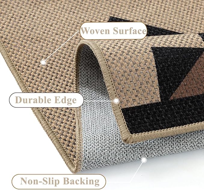 3x5 Easy Jute Outdoor Patio Rug Washable Brown Boho Entrance Area Rug for Living Room Lightweight Non Slip No Sheding Doormat Entryway Farmhouse Bedroom Backyard Kitchen Deck