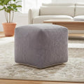 LR Home Contemporary Solid Square Indoor Medium Pouf Ottoman, Frost Gray | Hand-Made Power-Loomed Chenille Cube Pouf for Bedroom & Living Room Decor | 18 x 18 x 18 Stuffed Ottoman for Seating