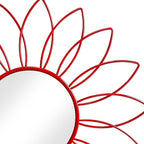 3 Pack Metal Mirrors for Wall Sunburst Wall Mirrors Home Décor Decorative Hanging Wall Art for Living Room Bedroom Entryway (Red, Flowers)