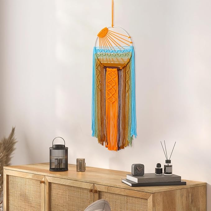 Dream Catcher Macrame Wall Hanging Large Boho Dreamcatchers Hand Woven Sunrise Wall Art Tapestry Colorful Room Decor for Bedroom Living Room Nursery Christmas Thanksgiving