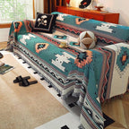 Homesy Boho Throw Blankets Southwestern Bed Throws Cover Reversible Green Aztec Southwest Blanket for Couch Chair Sofa Home Outdoor Beach Car Tent Travel Camping 51"x63"