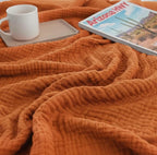 KyraHome 100% Cotton Throw Blanket for Bed, 60"x80" Muslin Blankets for Adults, Kids, Plant-Dyed, Lightweight Couch Blanket, All Season, (Terracotta/Burnt Orange)