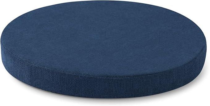 Tromlycs Round Chair Seat Cushion Pad 16 inch for Circle Bistro Chairs Non Slip Foam Cushion Navy Blue