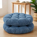 Large Floor Pillow for Adults, 22x22" Memory Foam Floor Cushion with Corduroy Cover, Round Floor Sitting Cushions for Meditation, Lounge,Seating for Yoga, Tatami Living Room (2, Round-Navy Blue)