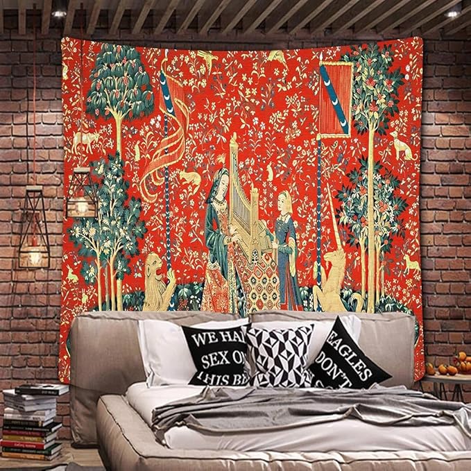 FEASRT Animal European Royal Princess Medieval Bohemian Mandala Tapestry, 40x30 Inches Soft Flannelette, for Bedroom Living Room Dorm