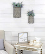 AuldHome Design Wall Hanging Baskets (Set of 2, Gray); Woven Wicker Rustic Farmhouse Gray Washed Door Baskets, Small and Medium Size