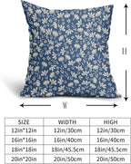 Blue Pillow Covers 18x18 Set of 2 Vintage Floral Rustic Old Style Cute Flower Print Decorative Outdoor Pillowcases Seasonal Farmhouse Throw Cushion Case Decor for Couch Sofa Bed