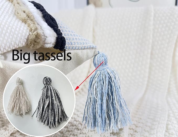 Chenille and Cotton Long Pillow for Bed, Striped Textured Boho Lumbar Throw Pillow Cover 14x36, Neutral Accent Decorative Extra Long Body Pillow Case for Couch, Sofa, Bedroom, Khaki