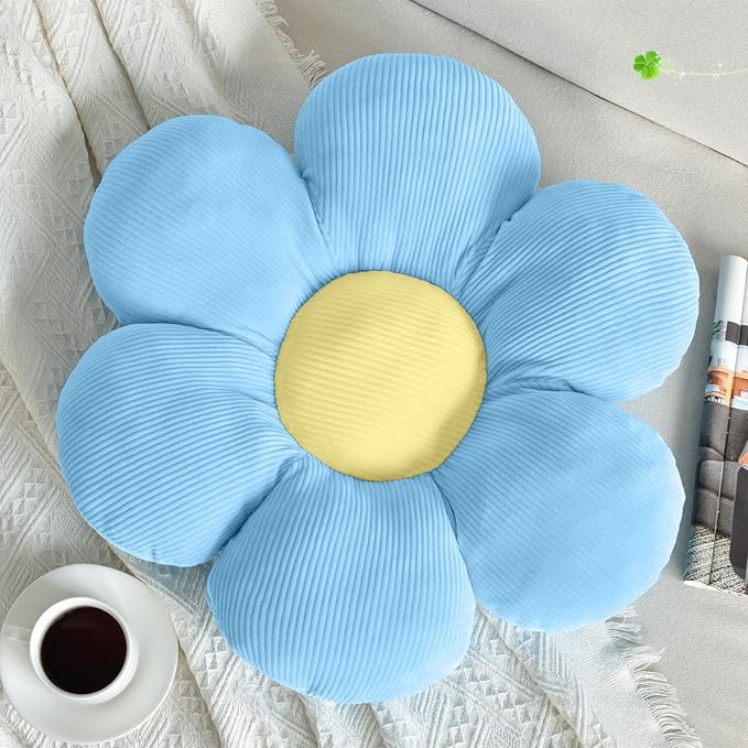 Flower-Shaped Throw Pillow Cushion Flower Pillow Soft Seating Plush Pillow 23.62" Blue Floor Pillows Home Decorative Seating Cushions