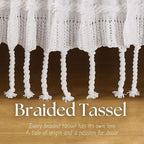 Boho Knitted Chenille Blanket with Tassels - Lightweight & Soft All-Season Throw - 3D Classic Pattern for Living Room Bedroom Couch, Cloud White, Queen 90"x90"