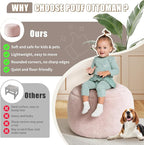 Round Stuffed Pouf Ottoman for Foot Rest, A Round Modern Foam Filled Poufs, Floor Chair for Living Room, Nursery, Dorm, A Soft Modern Foot Stool Perfect to Rest Your Feet (Pink, 20Inch)