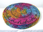 CRAFT KALA Mandala Floor Pillow Cushion Cover Seating Throw Cover Hippie Decorative Bohemian Ottoman Poufs Pom Pom Pillow Cases Boho Indian Cotton Living Room Yoga Home Décor 35" Round, Multi Elephant