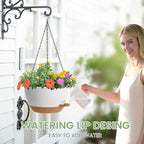 2 Pack 12 Hanging Flower Pots with Chains Self Watering Plastic Planters for Indoor Outdoor Plants, Sturdy Triangular Iron Chain Design for Garden PorchPlastic hanging flower pots (2, White-brown)