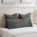 Fancy Homi 2 Packs Dark Gray Big Decorative Throw Pillow Covers 24x24 Inch for Couch Bed Sofa, Rustic Farmhouse Boho Home Decor, Soft Corss Corduroy Patchwork Accent Square Cushion Case 60x60 cm