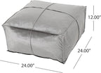 GDFStudio Modern Glam Velvet Square Pouf Ottoman Foot Stool - Bean Bag Floor Chair - Foot Rest Couch for Living Room Bedroom,Smoke,24" x 24" x 12"