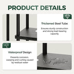 Bamworld Black Plant Stand Indoor 5 Tier Plant Shelf for Multiple Plants Corner Flower Stand Metal Wood Plant Table for Patio Garden Balcony Living Room Bedroom